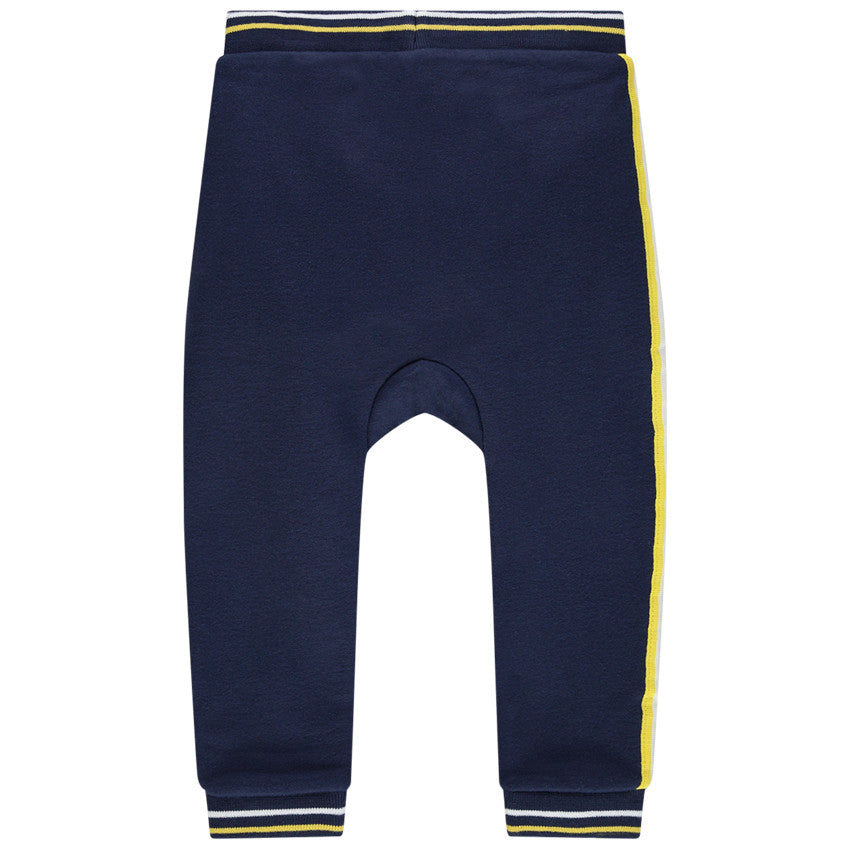Pantalon de jogging bleu marine à poche kangourou et bandes jaunes – Orchestra