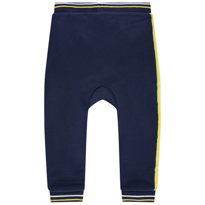 Pantalon de jogging bleu marine à poche kangourou et bandes jaunes – Orchestra