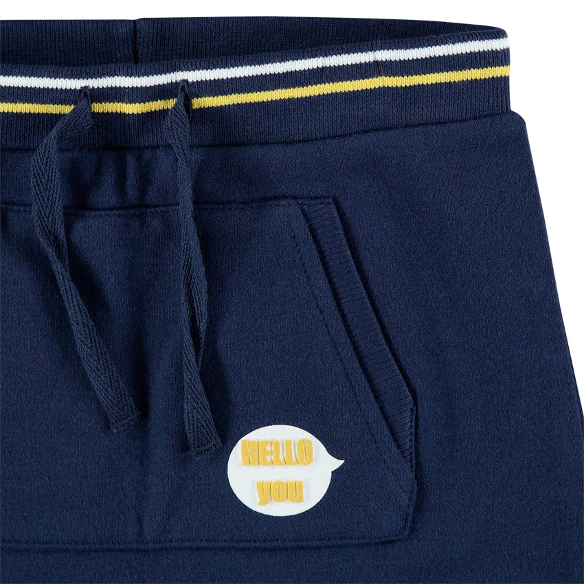 Pantalon de jogging bleu marine à poche kangourou et bandes jaunes – Orchestra