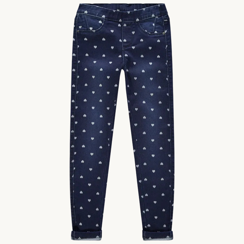 Jegging en Jean Brut pour Fille à Motif Petits Cœurs