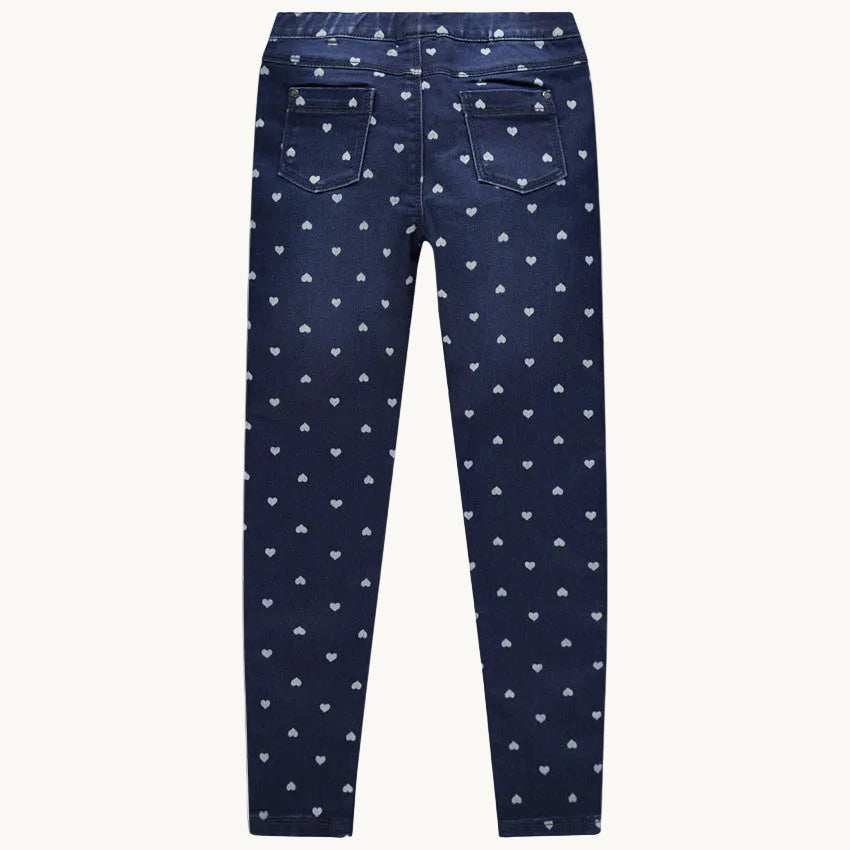 Jegging en Jean Brut pour Fille à Motif Petits Cœurs