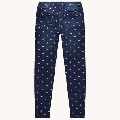 Jegging en Jean Brut pour Fille à Motif Petits Cœurs