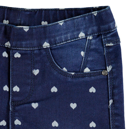 Jegging en Jean Brut pour Fille à Motif Petits Cœurs