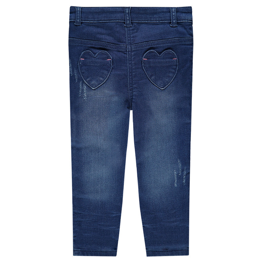 Jean slim stretch bleu brut à motifs étoiles et broderies – Orchestra