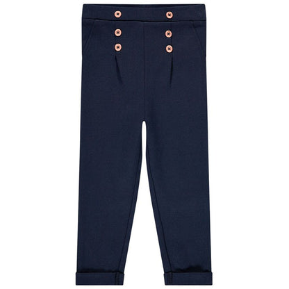 Pantalon Chino Bleu Marine Style Pont à Boutons Rose Gold