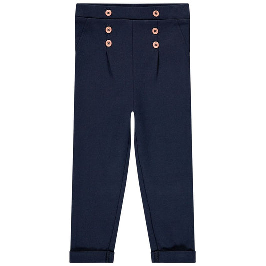 Pantalon Chino Bleu Marine Style Pont à Boutons Rose Gold