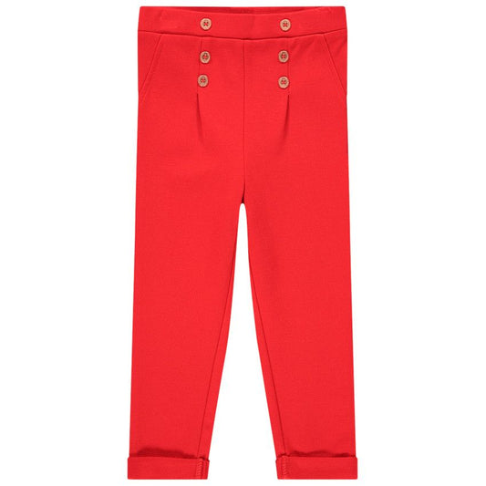 Pantalon droit rouge coquelicot à pont et boutons – Orchestra