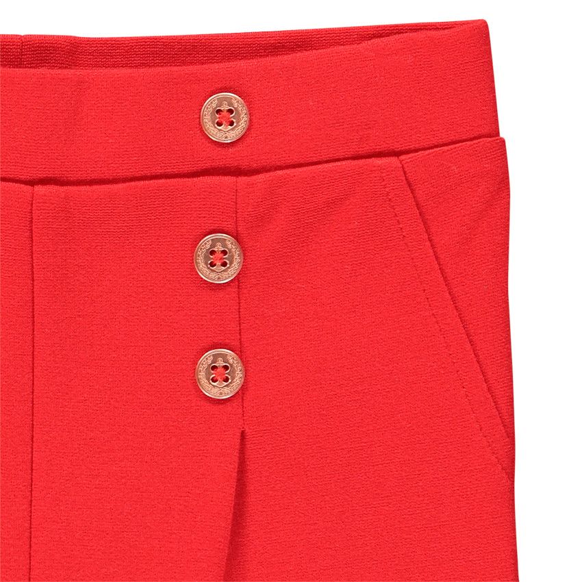Pantalon droit rouge coquelicot à pont et boutons – Orchestra