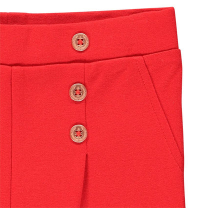 Pantalon droit rouge coquelicot à pont et boutons – Orchestra
