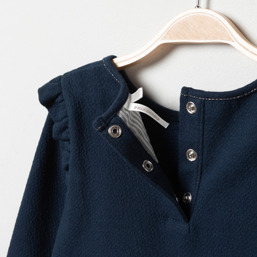 Robe bi-matière bleu marine et rayée
