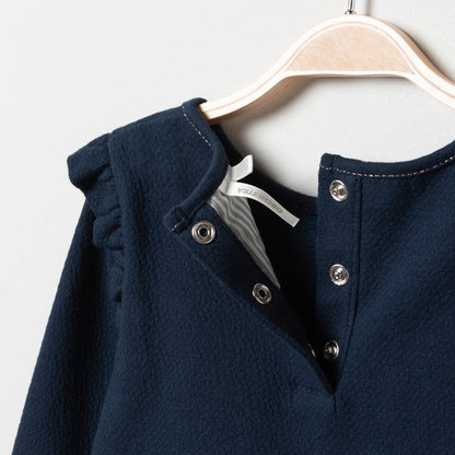 Robe bi-matière bleu marine et rayée