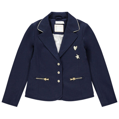 Veste de cérémonie fille bleue à motifs pailletés