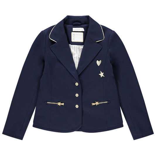 Veste de cérémonie fille bleue à motifs pailletés