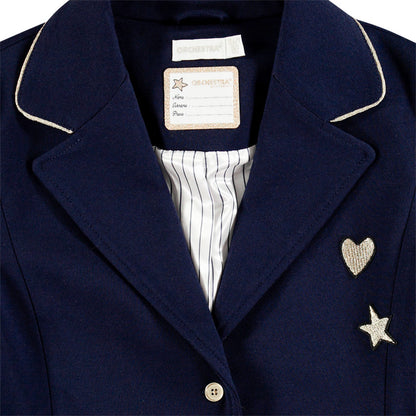 Veste de cérémonie fille bleue à motifs pailletés