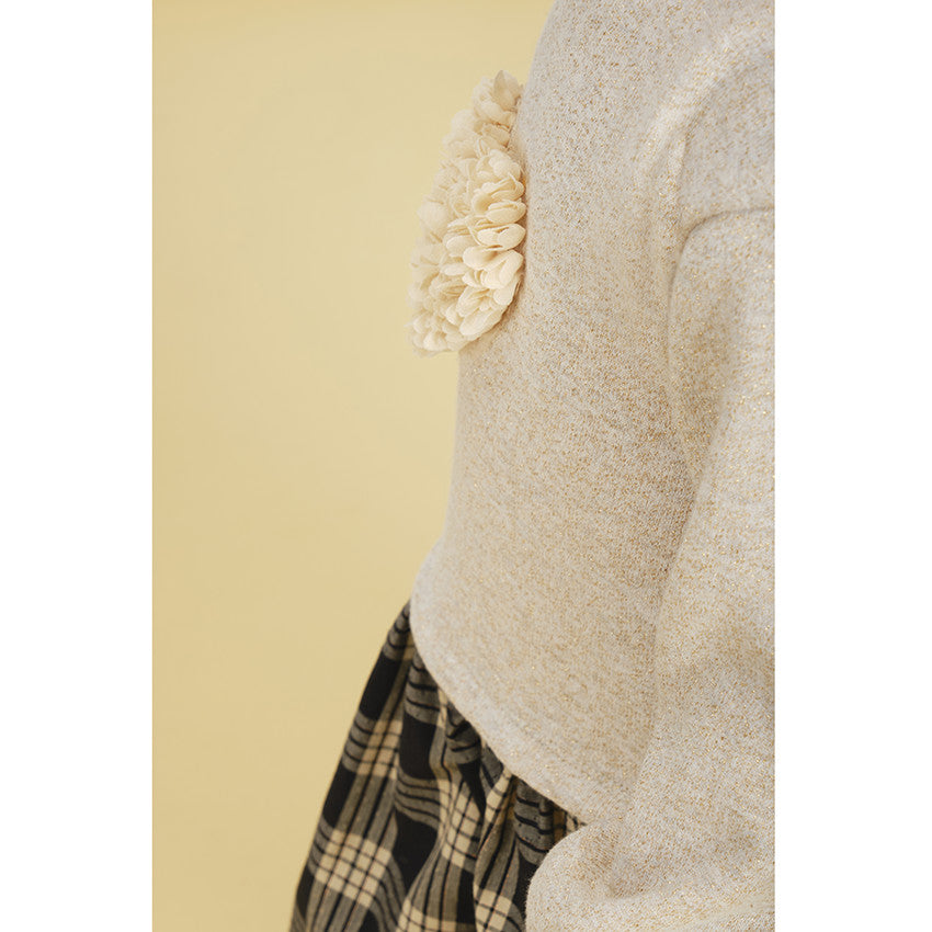 Robe 2-en-1 Effet Pull Brillant et Jupe Écossaise pour Fille
