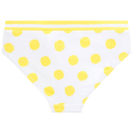 Maillot de bain 2 pièces fille – Jaune Soleil à rayures et pois