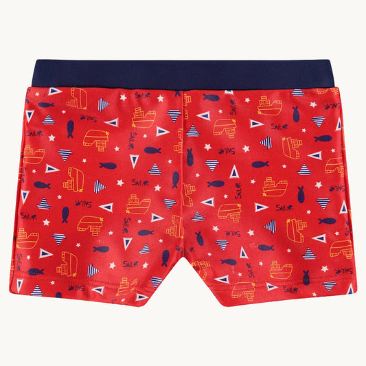Boxer de bain imprimé bateaux et poissons all-over