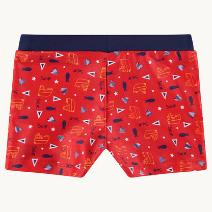 Boxer de bain imprimé bateaux et poissons all-over