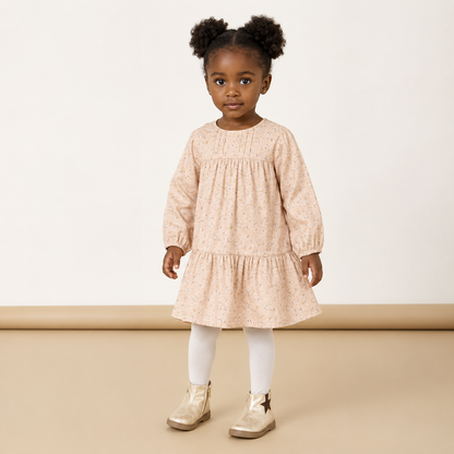 Robe à manches longues Bébé Fille rose poudré - Imprimé faon et forêt