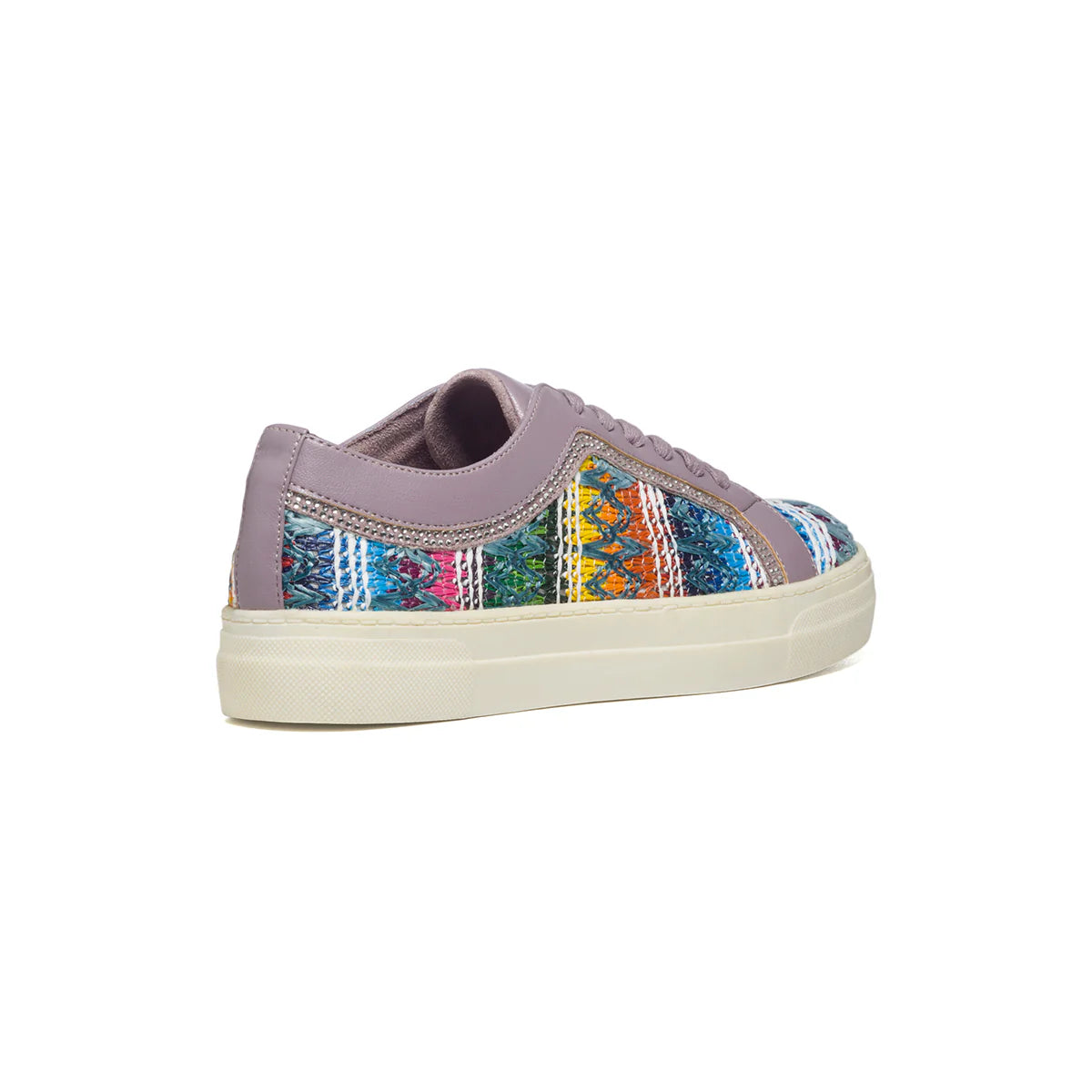 Baskets basses multicolores en textile tissé et mauve