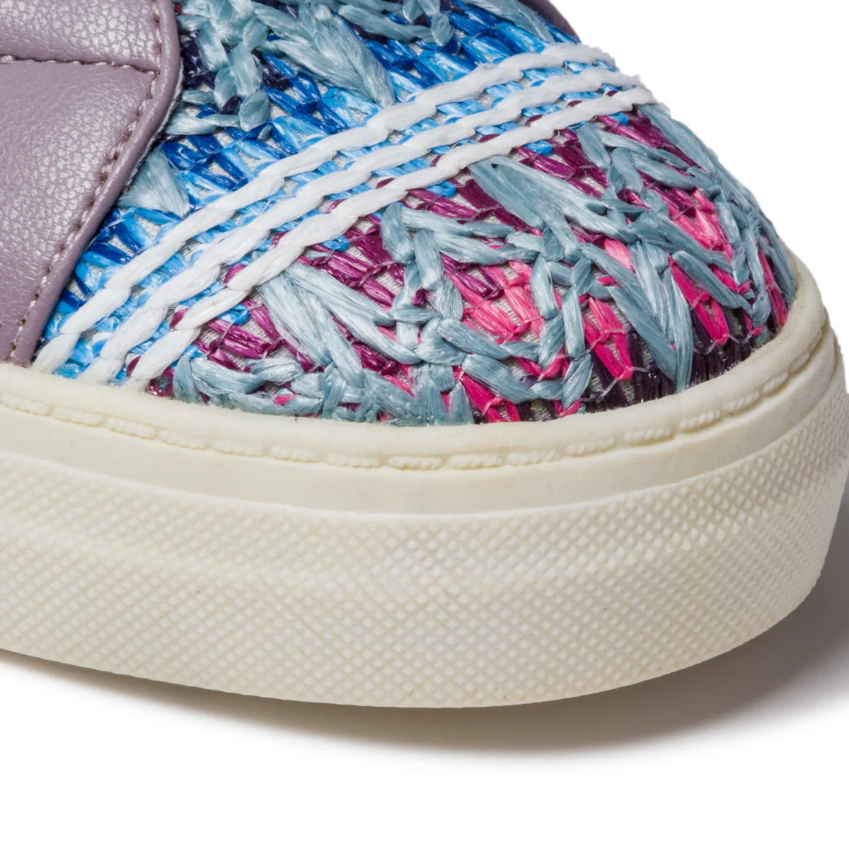 Baskets basses multicolores en textile tissé et mauve