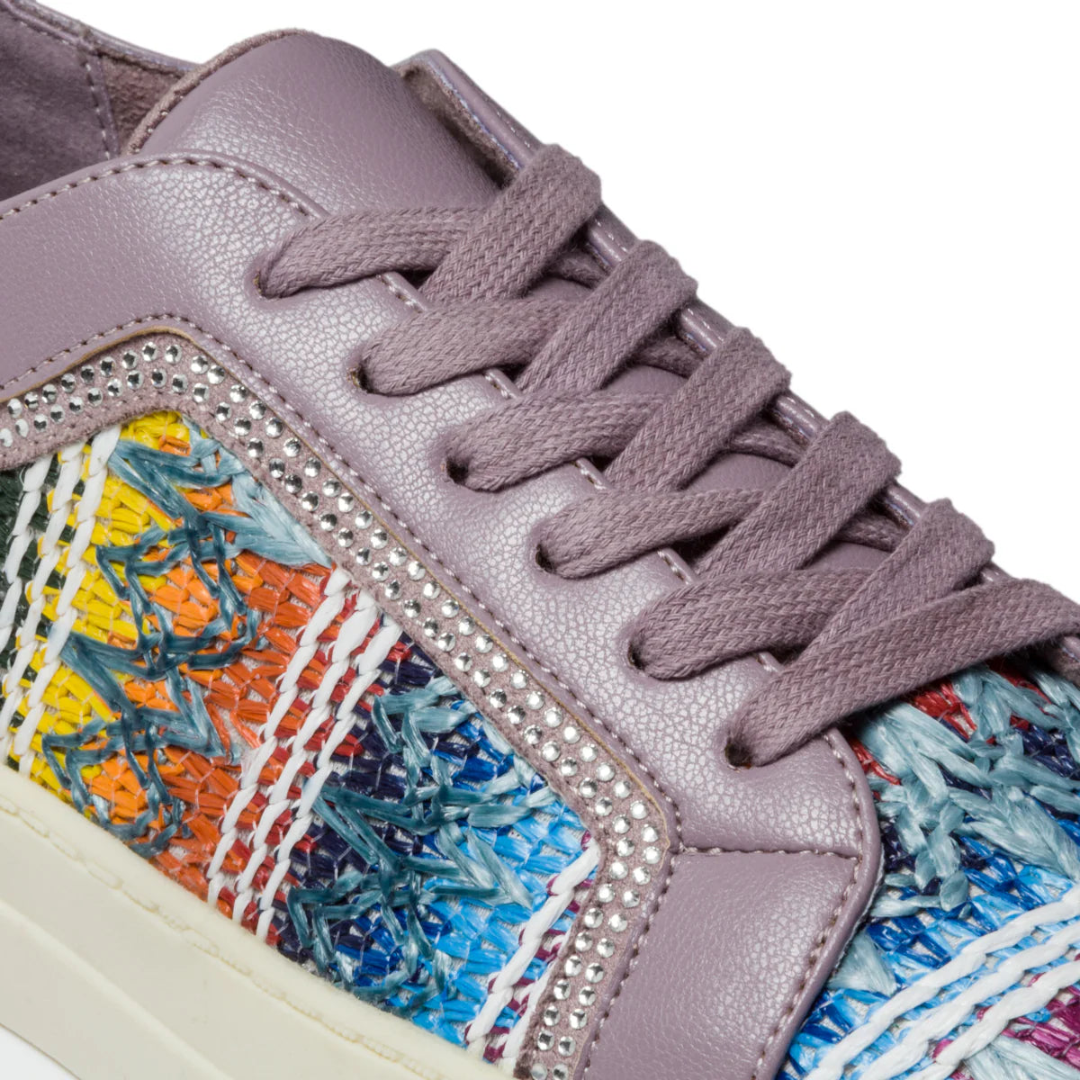 Baskets basses multicolores en textile tissé et mauve
