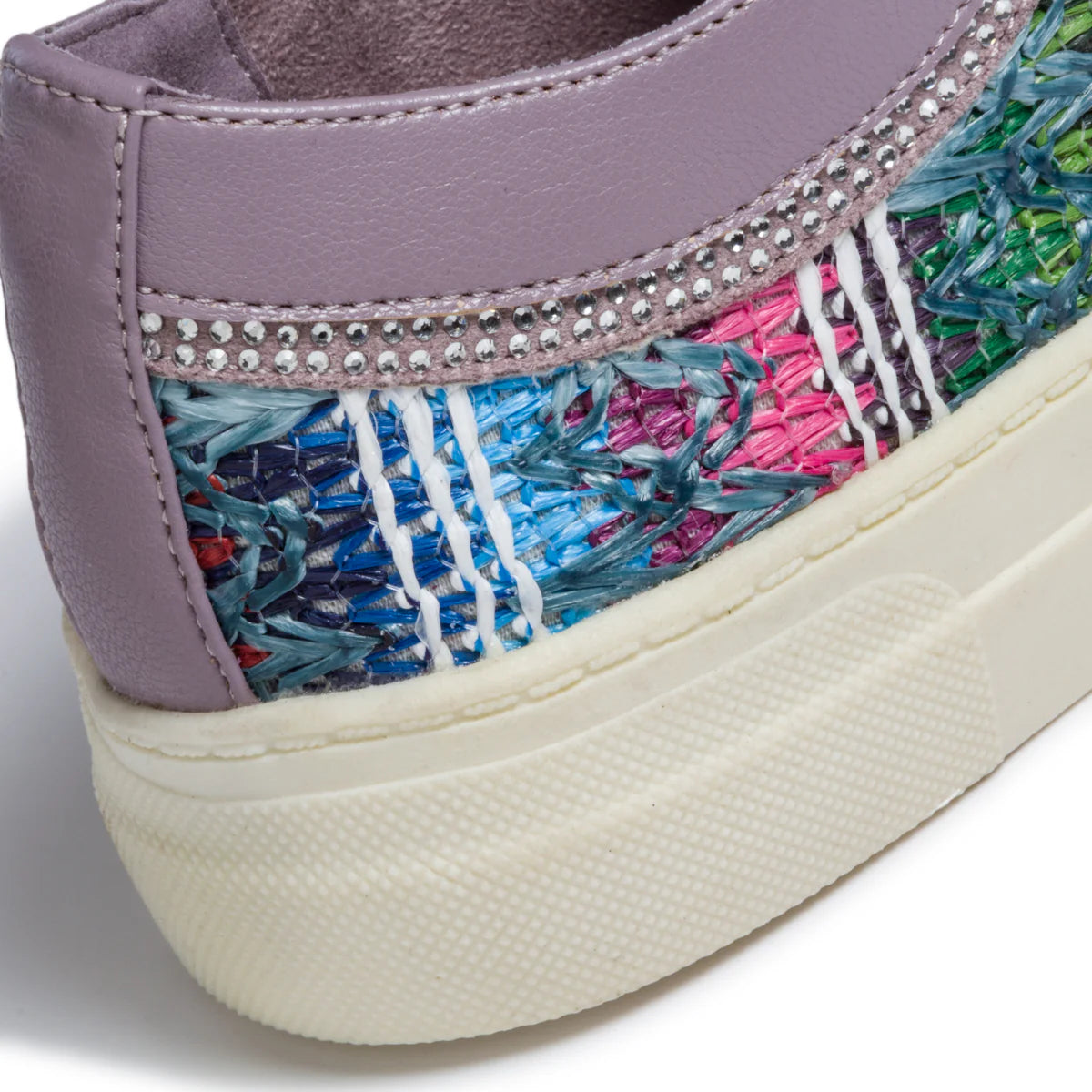 Baskets basses multicolores en textile tissé et mauve
