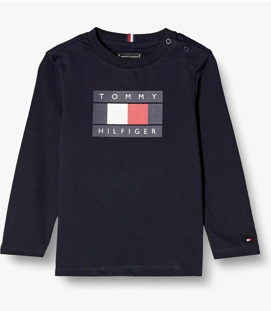 T-shirt manches longues bébé bleu marine avec logo drapeau