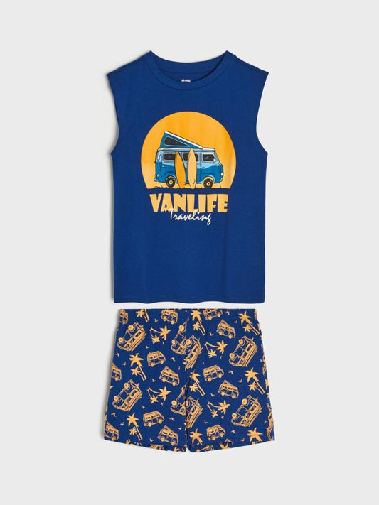 Pyjashort Sans Manches Garçon - Ensemble Débardeur & Short Vanlife
