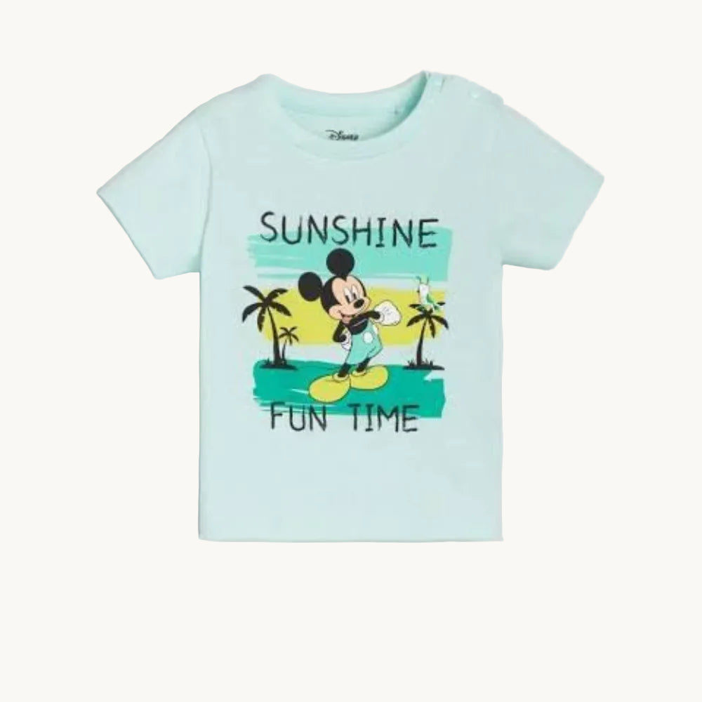 T-shirt Bébé Vert Menthe Mickey Mouse "Sunshine Fun Time" – Disney