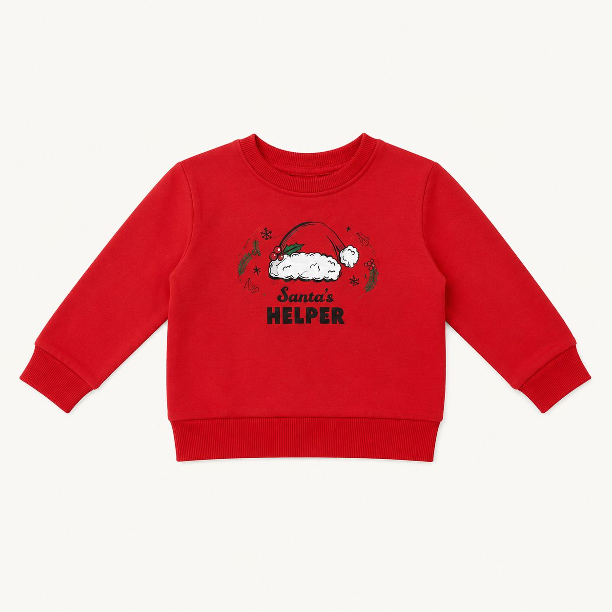 Sweat de Noël Enfant Rouge Imprimé Bonnet "Santa's Helper"