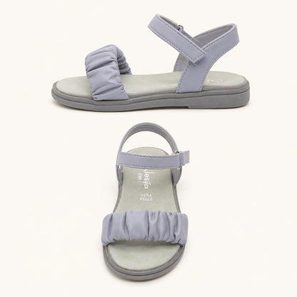 Sandales en Cuir Bleu Lavande pour Fille – Nu-pieds Souples à Bride Froncée