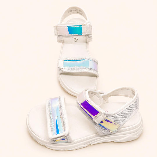 Sandales blanches à brides holographiques fille