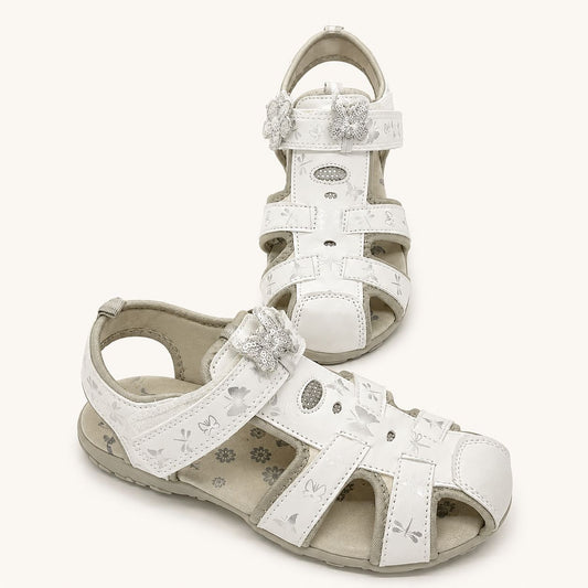 Sandales de marche blanches à motifs libellules fille