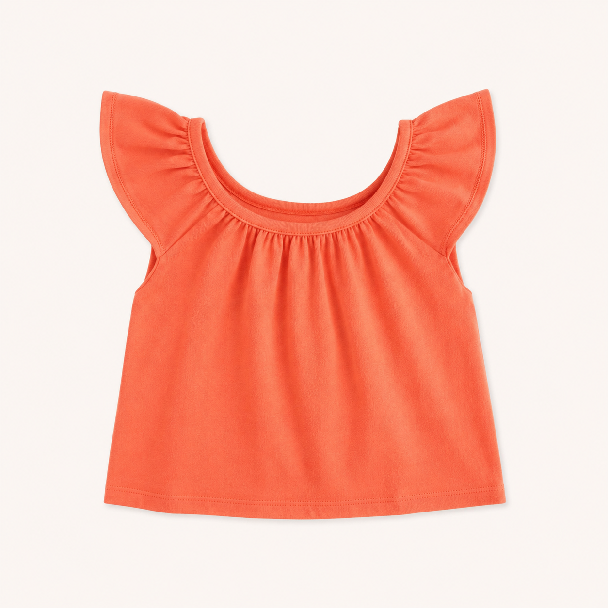 T-shirt corail fille à manches volants évasées