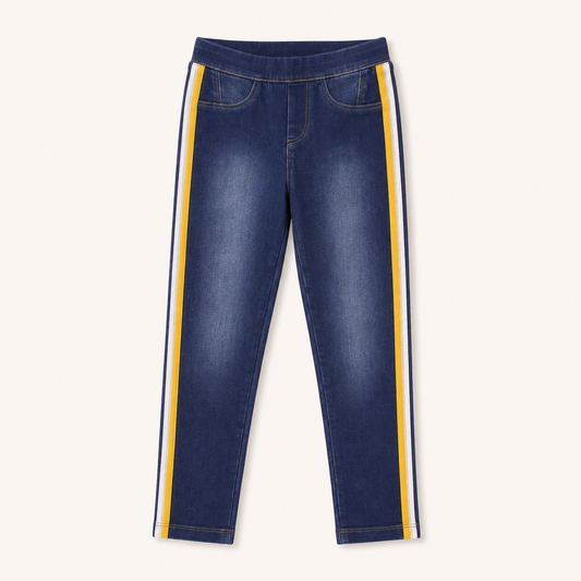 Jegging en denim stretch bleu brut à bandes latérales sport – Orchestra