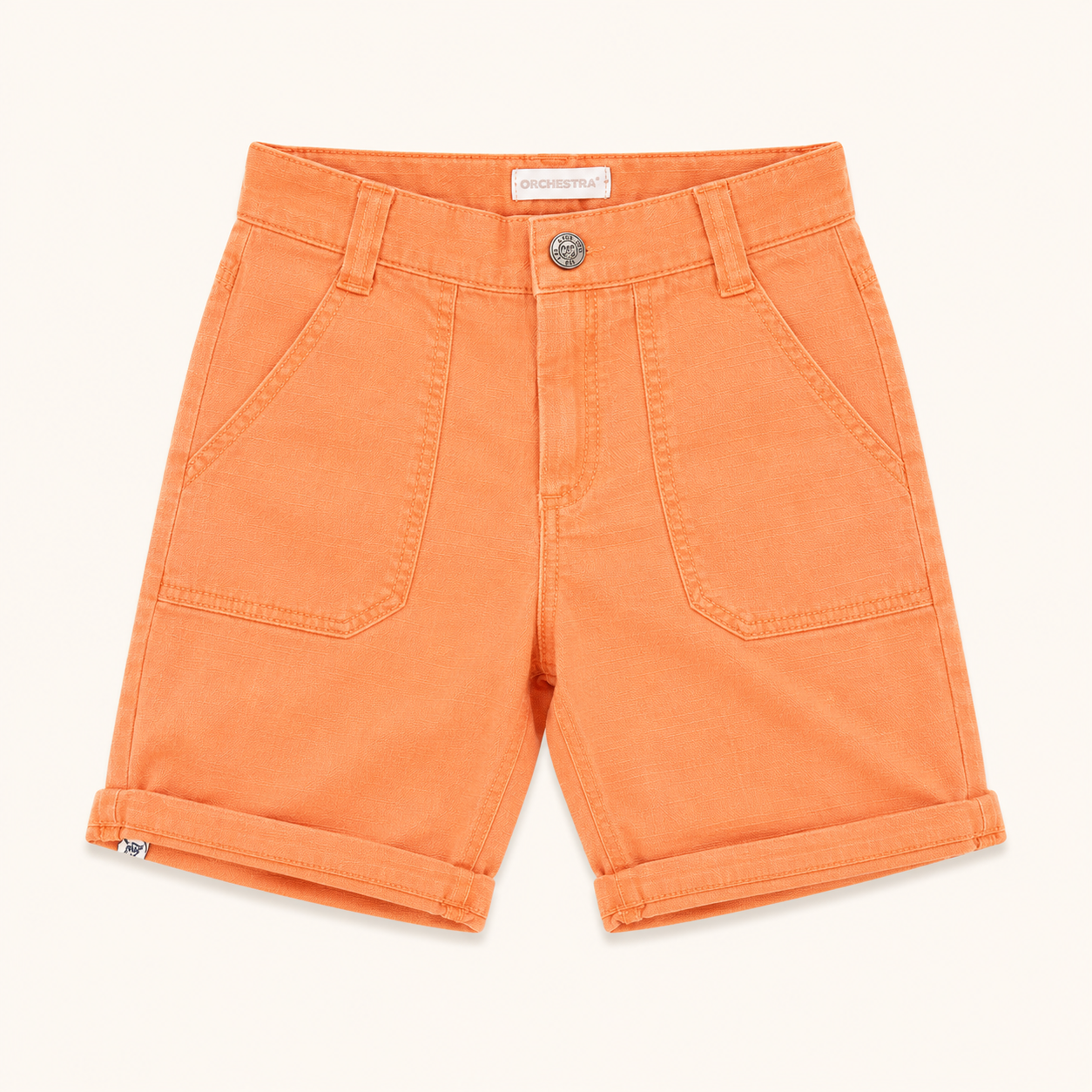 Bermuda en toile de coton orange abricot à revers – Orchestra