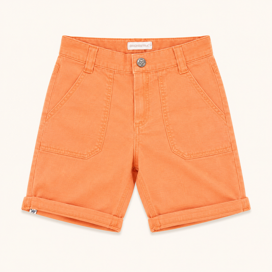 Bermuda en toile de coton orange abricot à revers – Orchestra
