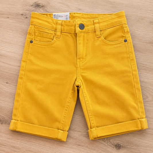 Bermuda regular jaune moutarde en toile stretch – Orchestra
