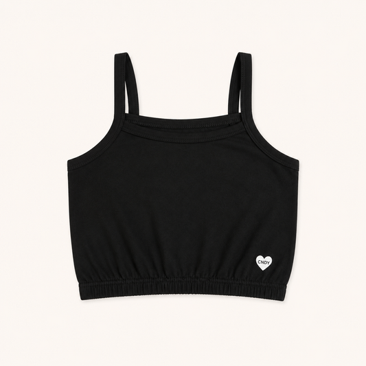 Crop top débardeur noir fille à double bretelles