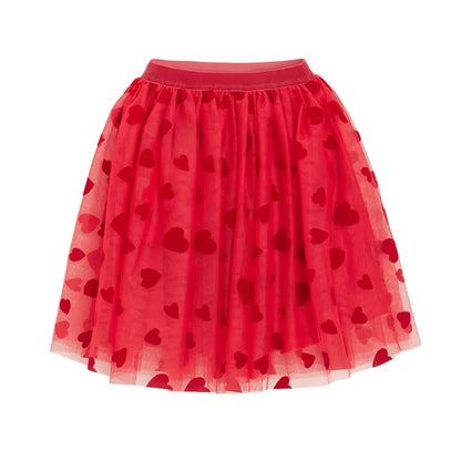Jupe tulle rouge à motifs cœurs - Cool club