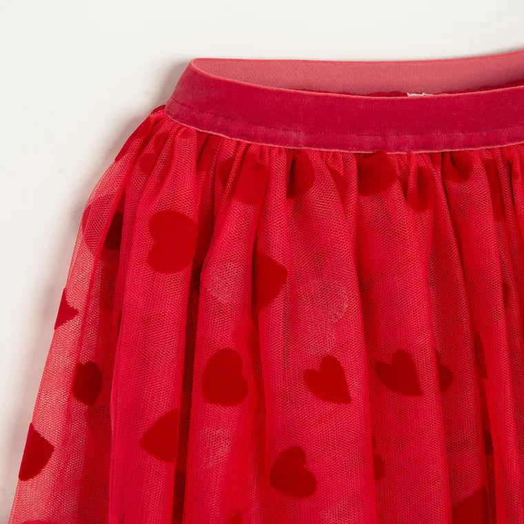 Jupe tulle rouge à motifs cœurs - Cool club