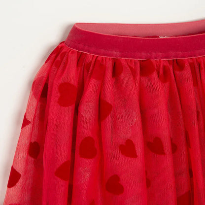 Jupe tulle rouge à motifs cœurs - Cool club