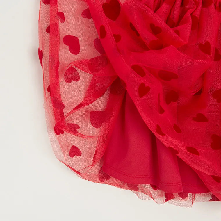 Jupe tulle rouge à motifs cœurs - Cool club