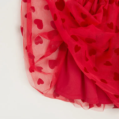 Jupe tulle rouge à motifs cœurs - Cool club