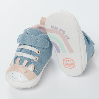 Chaussons Cool Club en jean à oreille Bleu Clair Rose Fille
