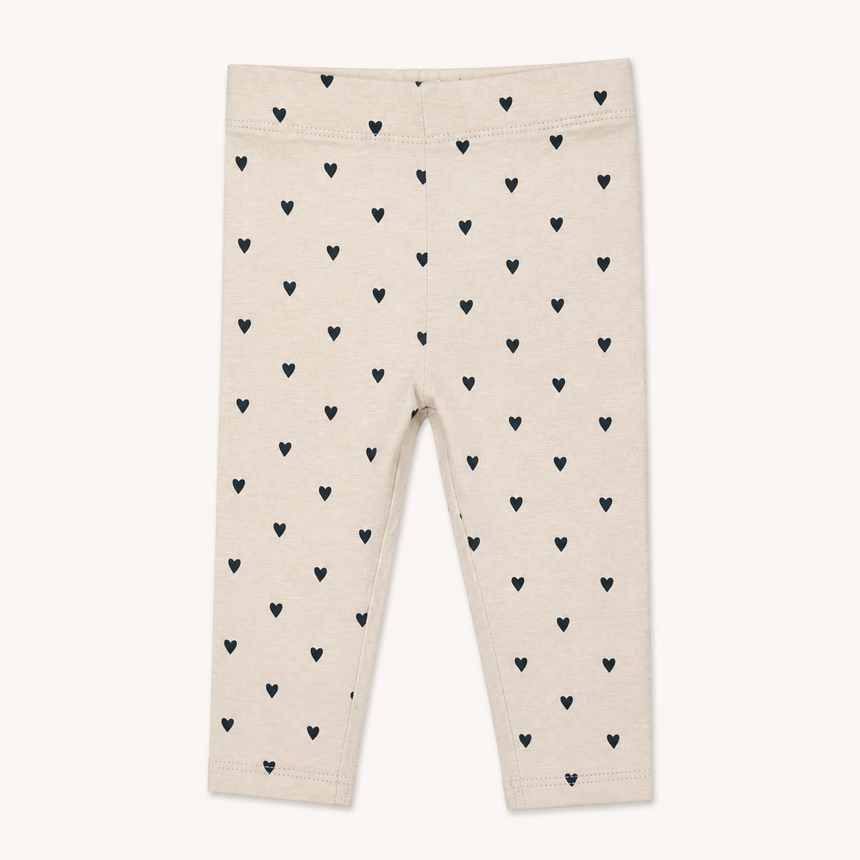 Legging Écru à Imprimé Petits Cœurs Bleus - Fille