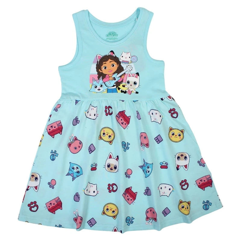 Robe d'été Gabby et la Maison Magique pour fille – Robe sans manches imprimé chats DreamWorks