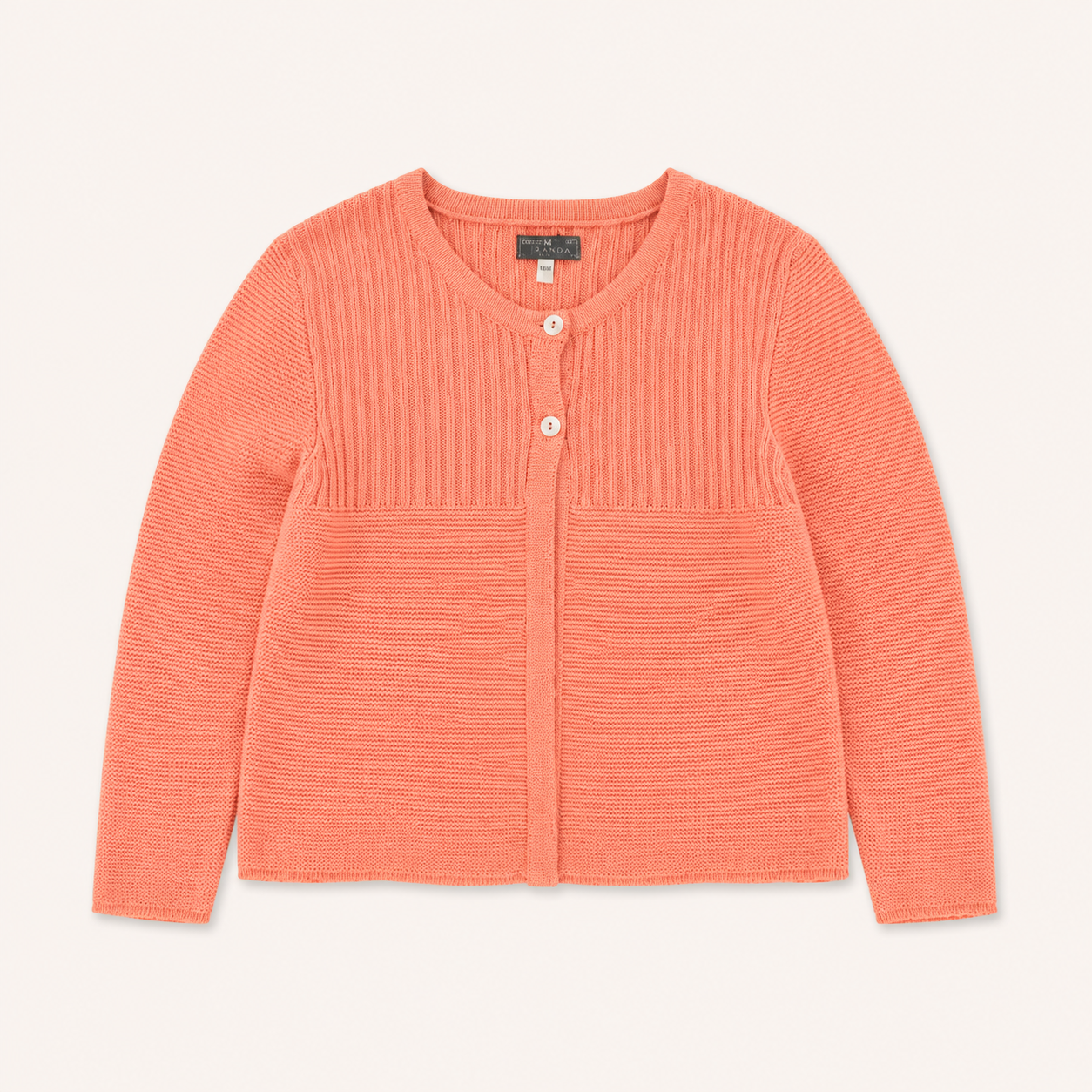 Gilet en maille tricot corail à boutons nacre