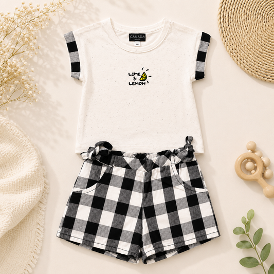 Ensemble short vichy et t-shirt "Lime & Lemon" - Bébé fille - Canada House